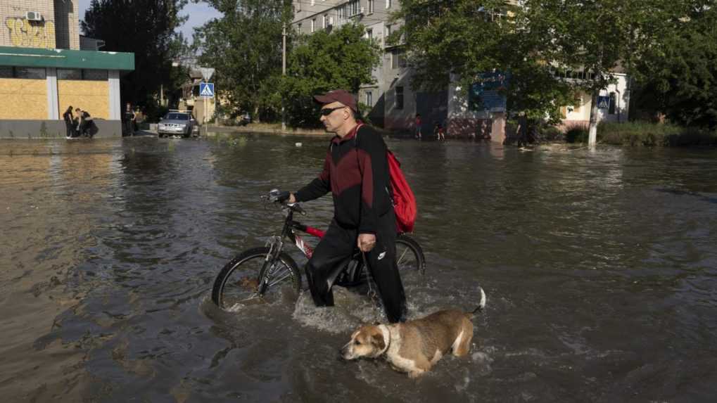 Ľudia sa evakuujú aj so svojimi domácimi zvieratami.
