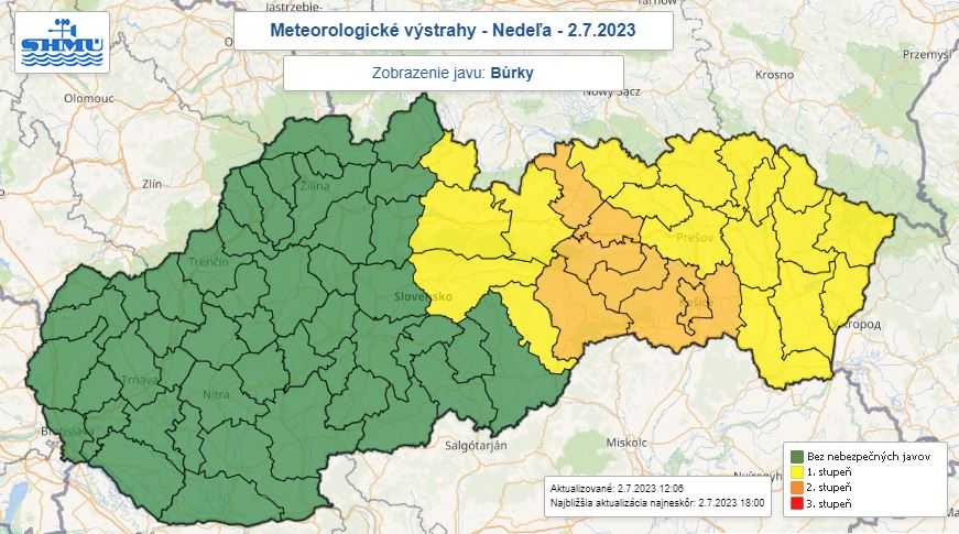 Výstrahy pred búrkami.
