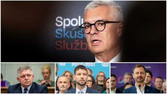 Na snímke Ivan Korčok, Robert Fico, Michal Šimečka a Eduard Heger.