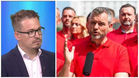 Na koláži vľano analytik Michal Mislovič a vpravo predseda strany Hlas-SD Peter Pellegrini.