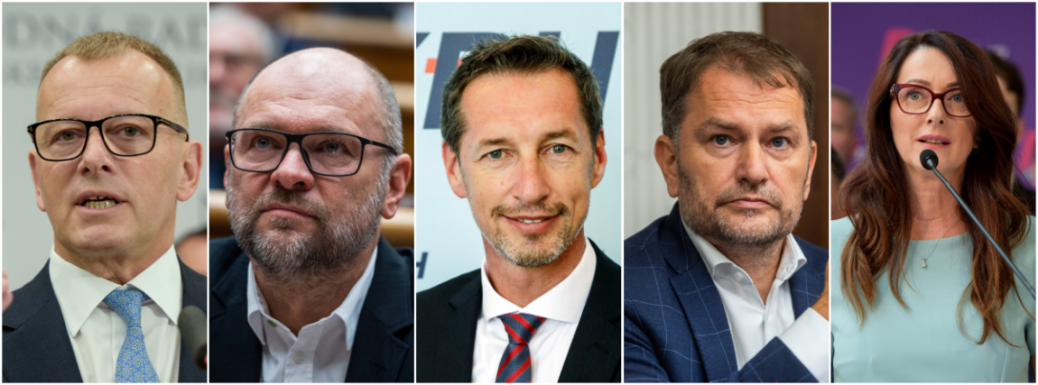 Zľava Boris Kollár, Richard Sulík, František Majerský, Igor Matovič a Andrea Letanovská.