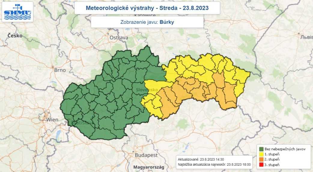 V&yacute;straha pred b&uacute;rkami v stredu (23. 8.).