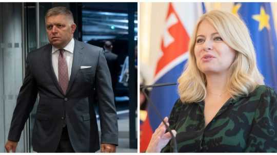 Predseda Smeru-SD Robert Fico a prezidentka Zuzana Čaputová.