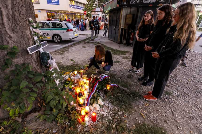 Snímka zo spomienkového podujatia pri príležitosti 1. výročia tragickej nehody na Zochovej ulici v Bratislave.