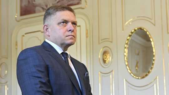 Predseda strany SMER-SD Robert Fico počas prijatia v Prezidentskom paláci.