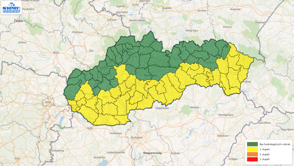 Hydrologické výstrahy v piatok 27. októbra 2023.