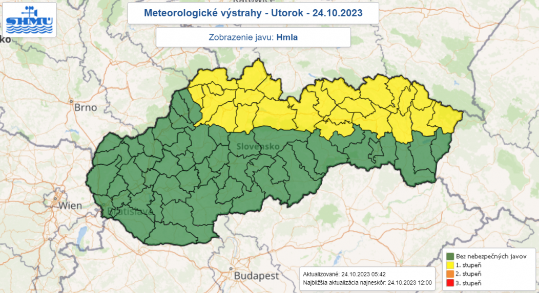 V&yacute;straha pred hmlou v utorok 24. okt&oacute;bra 2023.