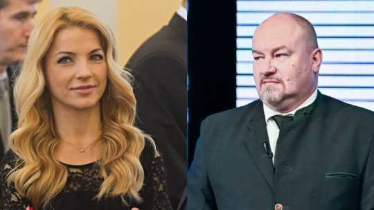 Na snímke Martina Šimkovičová a Rudolf Huliak (obaja SNS).