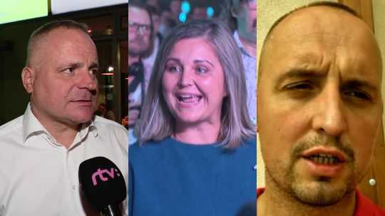 Na snímke zľava Juraj Droba (SaS), Erika Jurinová (OĽANO a priatelia) a František Majerský (KDH).