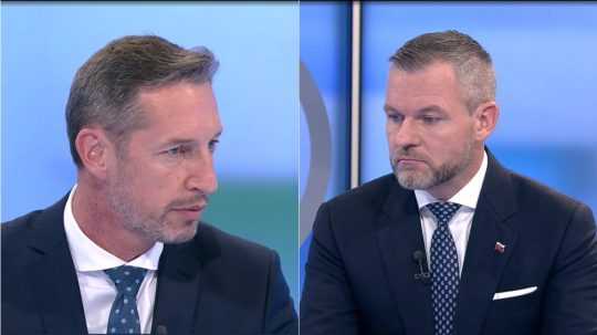 Na snímke zľava predseda KDH M. Majerský a šéf Hlasu-SD Peter Pellegrini.