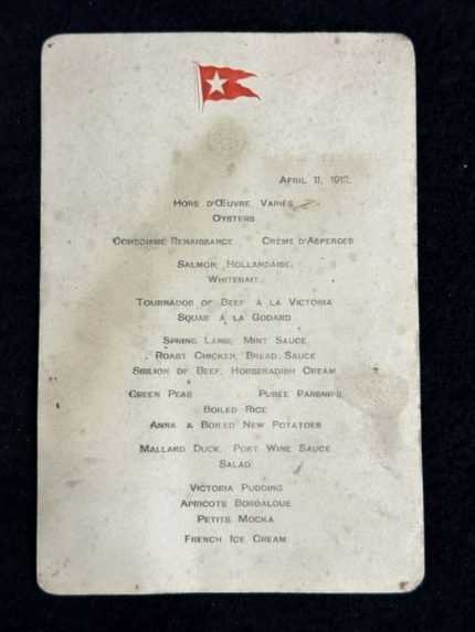 Jedálny lístok z Titanicu.