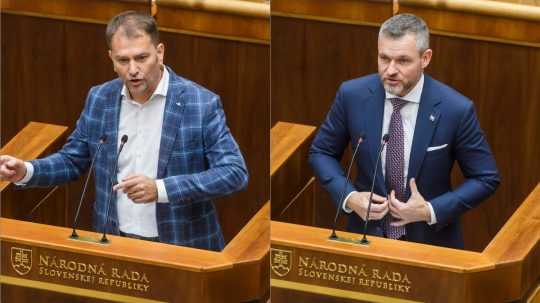 Na snímke zľava Igor Matovič (Slovensko) a Peter Pellegrini (Hlas-SD).