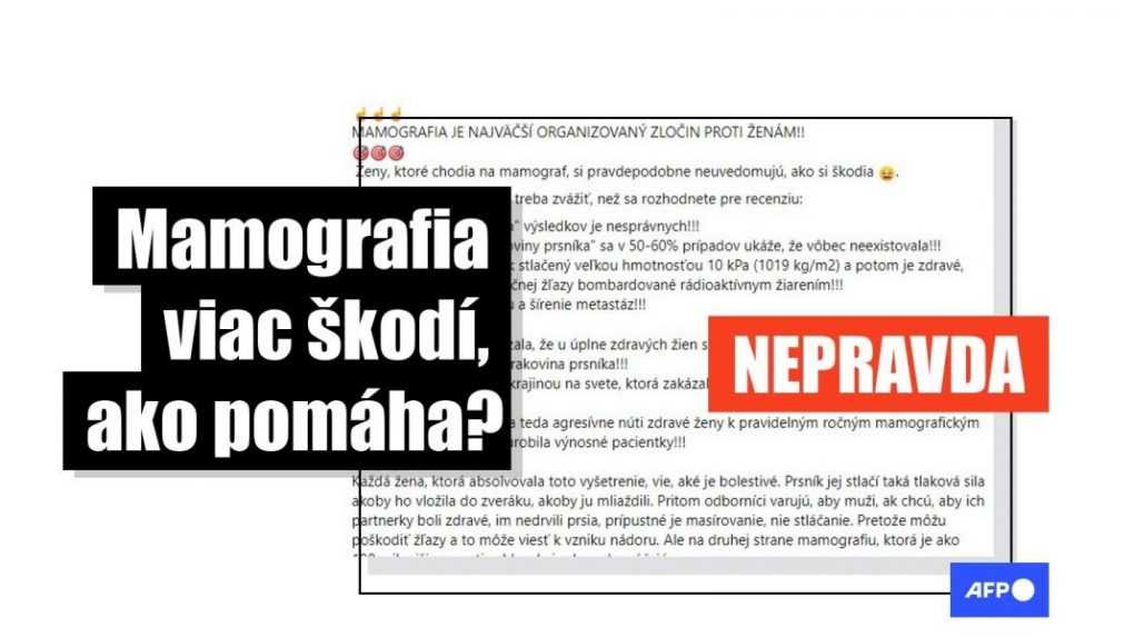 Nie je pravda, že mamografia viac škodí ako pomáha.