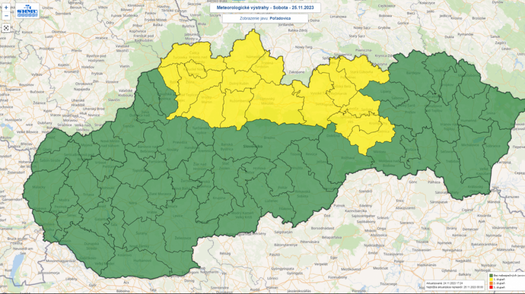 V&yacute;straha SHM&Uacute; pred poľadovicou (24. 11.).