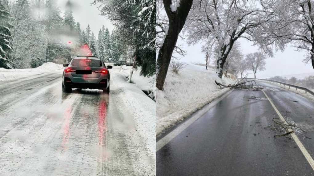 Silná poľadovica komplikuje situáciu v Tatrách. Niekde sú cesty takmer neprejazdné, pod váhou snehu padajú konáre