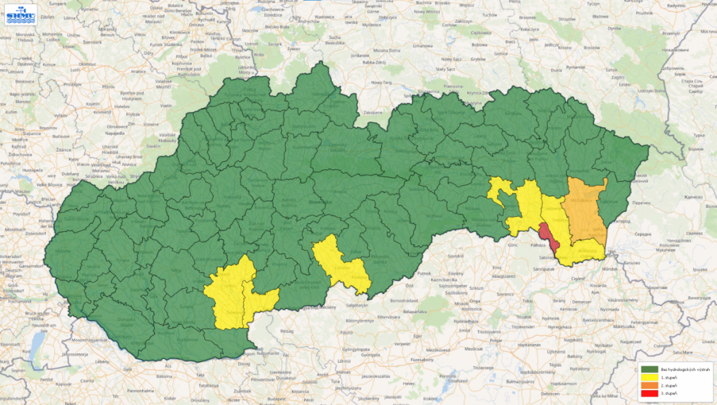 Hydrologická výstraha SHMÚ (13. 12.).