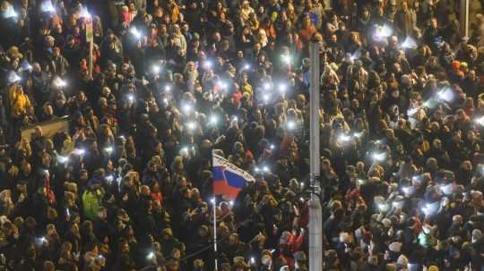 Na snímke protestné zhromaždenie v Bratislave.