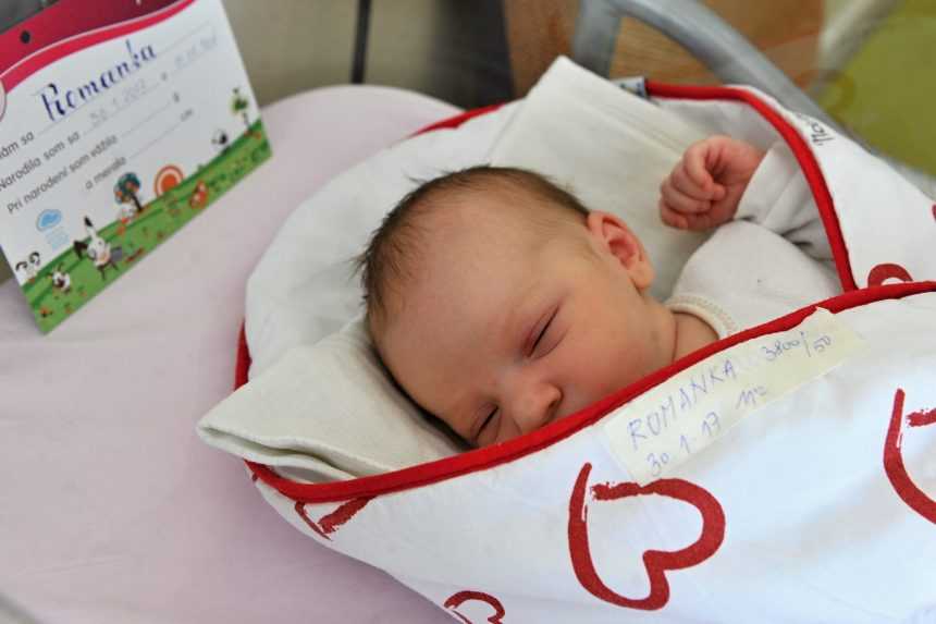 Na snímke dieťa z hniezda záchrany - Romanka.