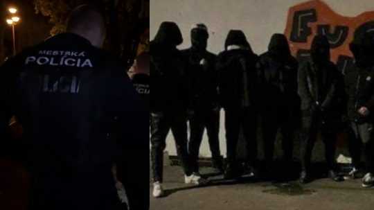 Koláž - mestská polícia vľavo a gang vpravo.