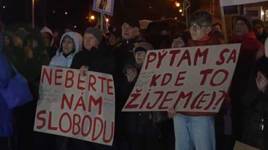 Protivládny protest v Poprade vo štvrtok 8. februára 2024.