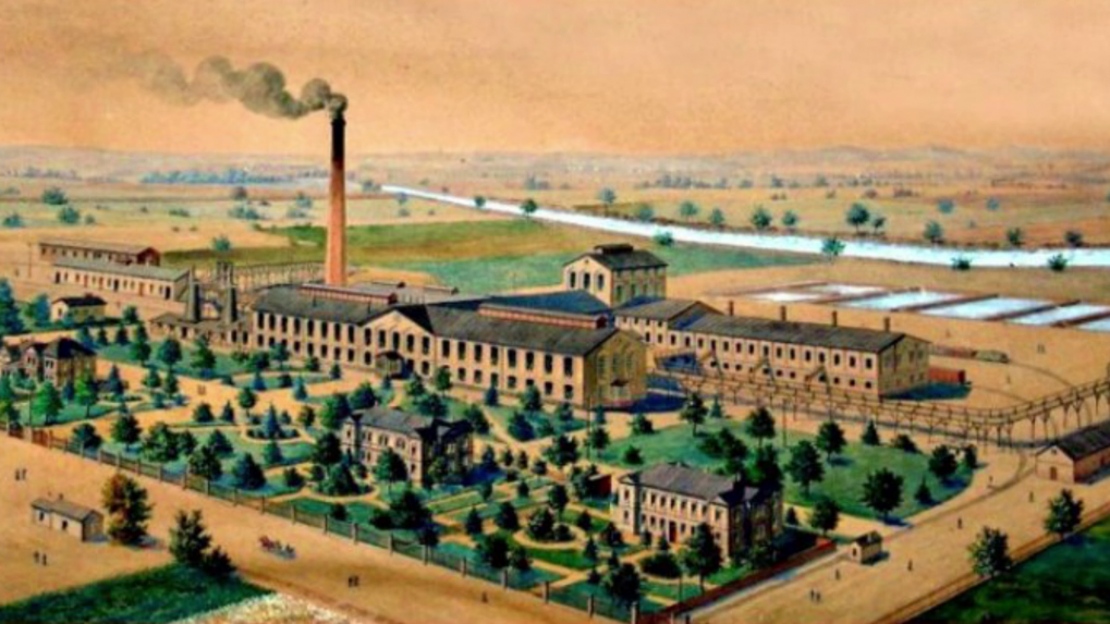 N&aacute;kres cukrovaru v Pohronskom Ruskove.