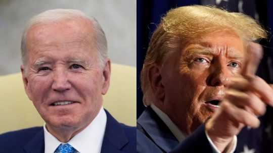 Zľava prezident USA Joe Biden a exprezident USA Donald Trump.