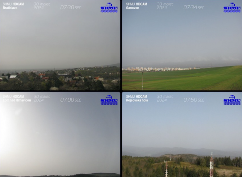 Fotografie v&yacute;razn&eacute;ho z&aacute;kalu sp&ocirc;soben&eacute;ho saharsk&yacute;m prachom.