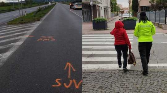 Zrazená žena prechádzala mimo priechodu pre chodcov.