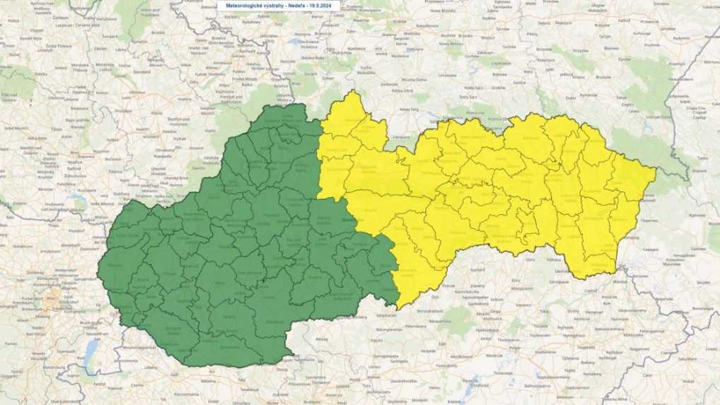 Výstraha SHMÚ pred búrkami (19. 5.).