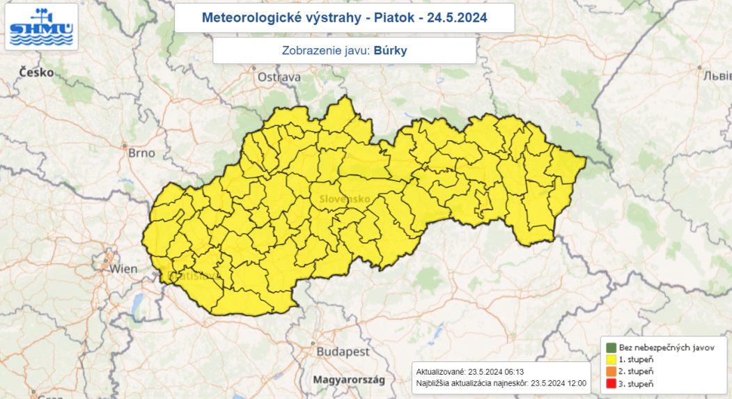V&yacute;straha pred b&uacute;rkami v piatok (24. 5.).