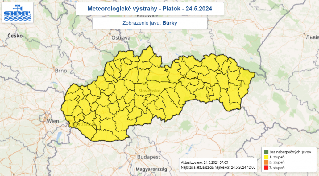 V&yacute;straha pred b&uacute;rkami v piatok (24. 5.).