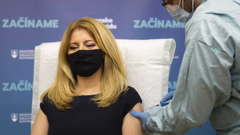 Prezidentka počas očkovania proti ochoreniu COVID-19.