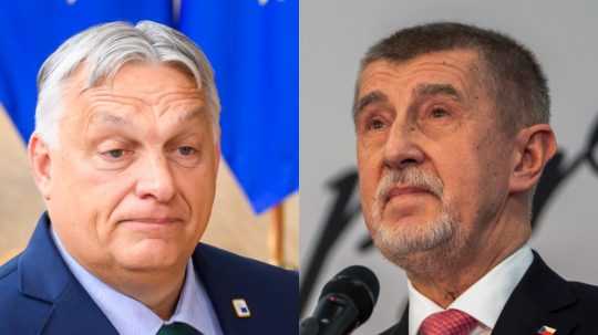 Zľava maďarský premiér Viktor Orbán a český expremiér Andrej Babiš.