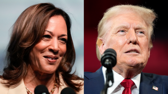 Viceprezidentka USA Kamala Harrisová a exprezident USA Donald Trump.