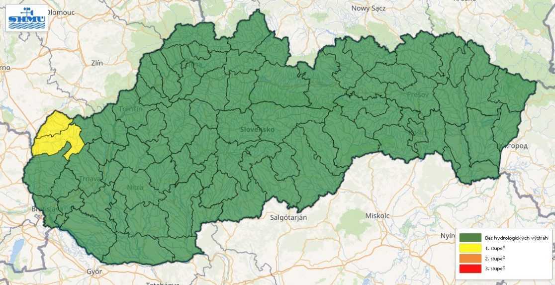 hydrologické výstrahy SHMÚ (2. 7. 2024).