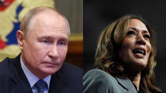 Ruský prezident Vladimir Putin a demokratická kandidátka na prezidentku USA Kamala Harrisová.