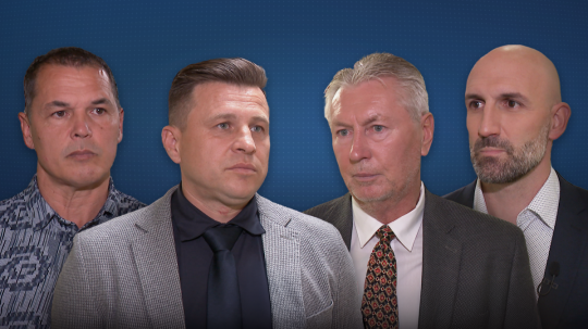 Futbaloví experti Marián Zeman, Peter Ďuriš, Ján Kocian a Róbert Vittek.