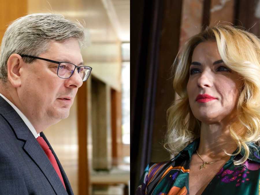 Minister spravodlivosti Boris Susko (Smer-SD) a ministerka kultúry Martina Šimkovičová (nom. SNS).