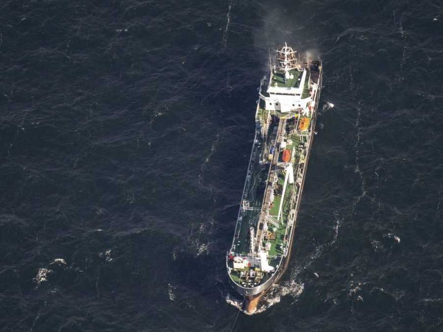 Tanker v Baltskom mori, na ktorom vypukol požiar.