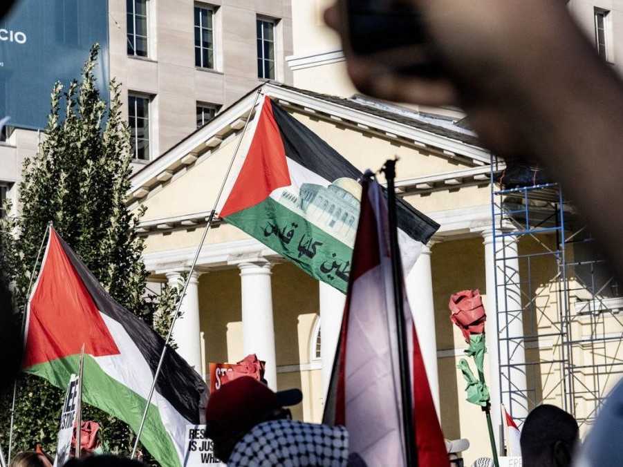 Na snímke propalestínsky protest.