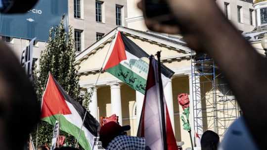 Na snímke propalestínsky protest.