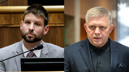 Zľava Michal Šimečka a Robert Fico.