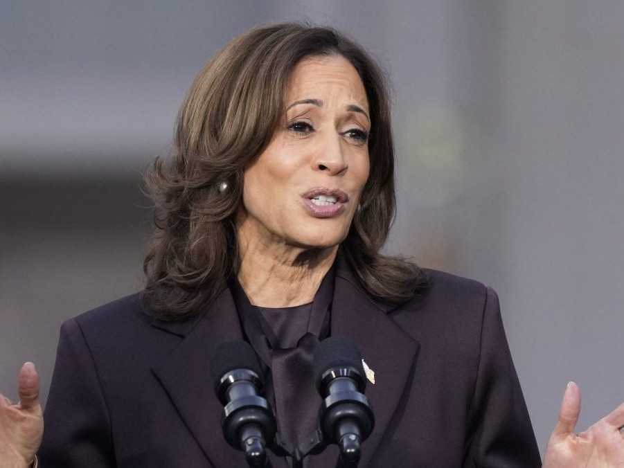Americká demokratická prezidentská kandidátka a americká viceprezidentka Kamala Harrisová počas jej vystúpenia na Howardovej univerzite vo Washingtone.