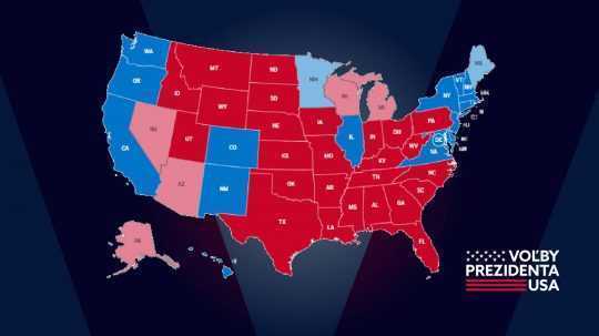 Volebná mapa USA.