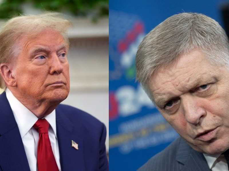 Novozvolený prezident USA Donald Trump (vľavo) a slovenský premiér Robert Fico (vpravo).