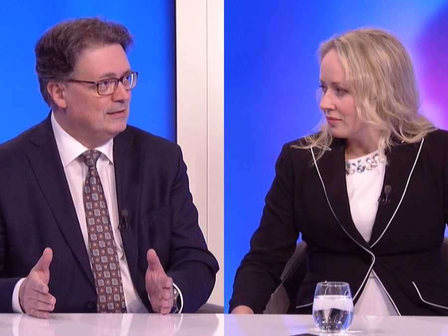 Na snímke Ján Horecký (KDH) a Paula Puškárová (Hlas-SD).