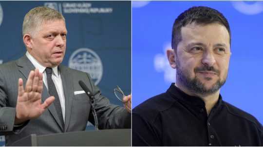 Na snímke zľava Robert Fico a Volodymyr Zelenskyj.