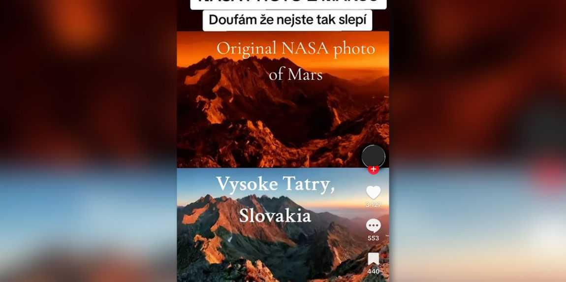 Na snímke záznam z videa, kde sú oranžové Tatry považované za Mars.