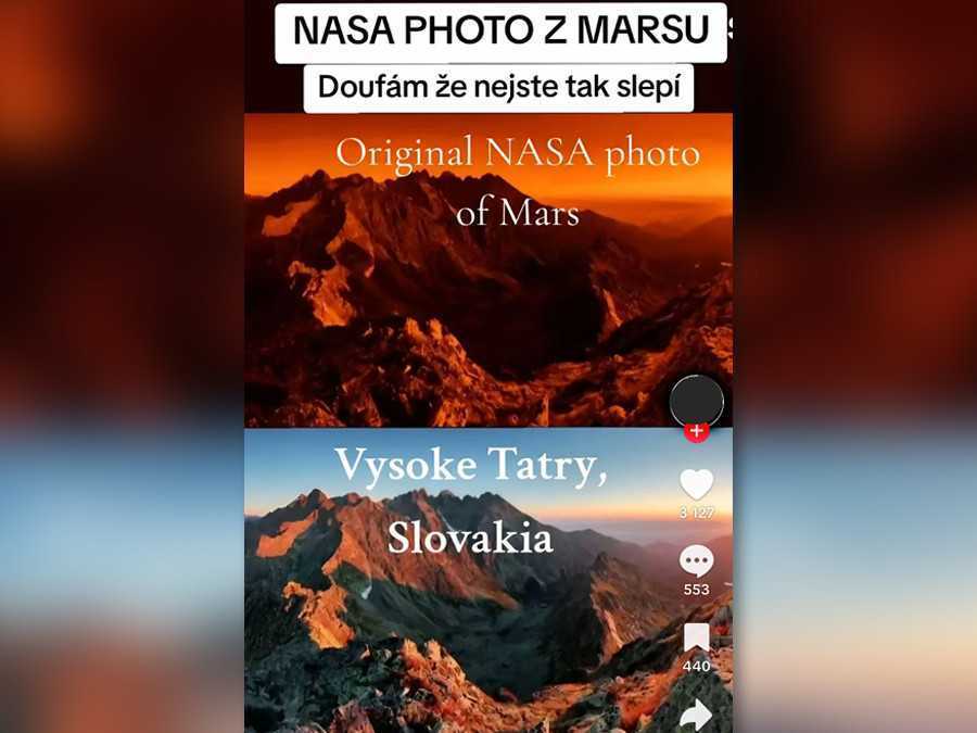Na snímke záznam z videa, kde sú oranžové Tatry považované za Mars.