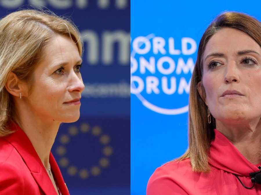 Zľava šéfka európskej diplomacia Kaja Kallasová a predsedníčka EP Roberta Metsolová.